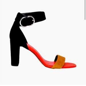 Rebecca Minkoff Black, Red, and Tan Heels